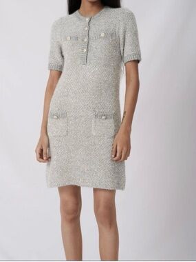 Maje Raveno lurex dress with fancy buttons